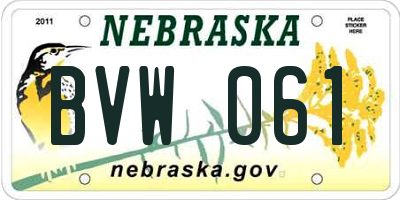 NE license plate BVW061
