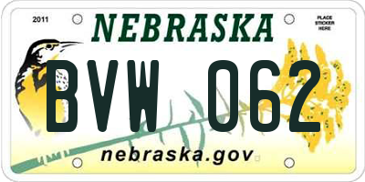 NE license plate BVW062