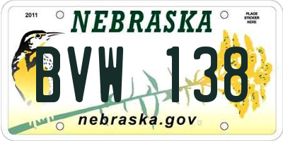 NE license plate BVW138