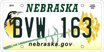 NE license plate BVW163