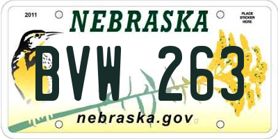 NE license plate BVW263