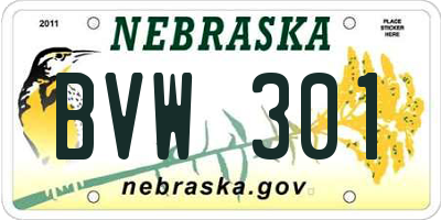 NE license plate BVW301
