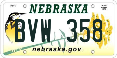 NE license plate BVW358