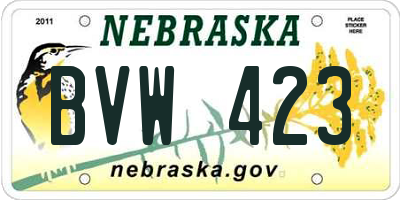 NE license plate BVW423