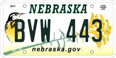 NE license plate BVW443