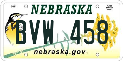 NE license plate BVW458