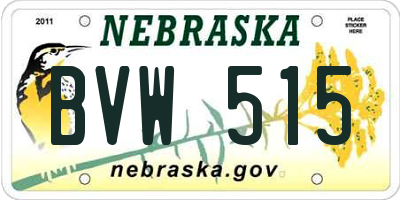 NE license plate BVW515