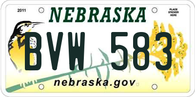 NE license plate BVW583