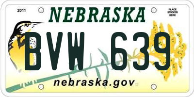 NE license plate BVW639