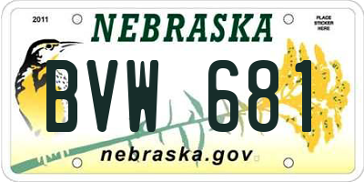 NE license plate BVW681