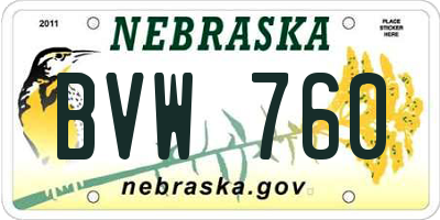 NE license plate BVW760