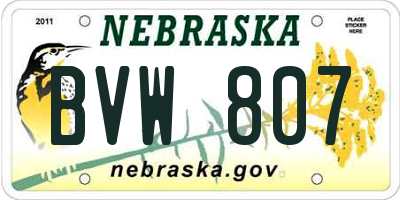 NE license plate BVW807