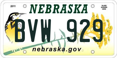 NE license plate BVW929
