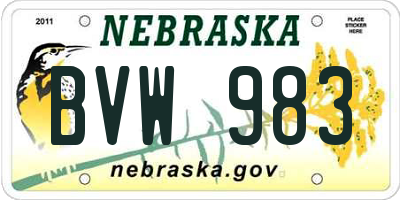 NE license plate BVW983