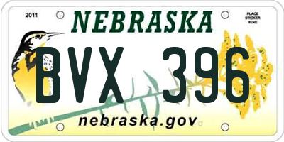 NE license plate BVX396