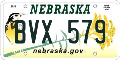 NE license plate BVX579