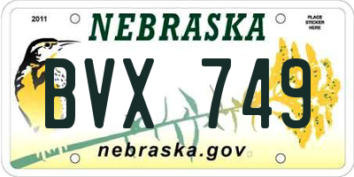 NE license plate BVX749