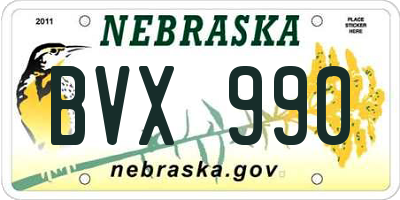 NE license plate BVX990