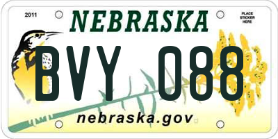 NE license plate BVY088