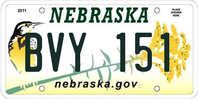 NE license plate BVY151