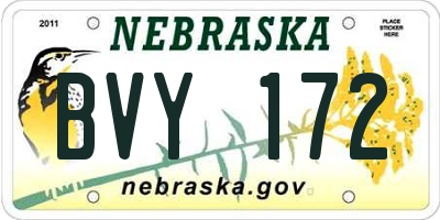 NE license plate BVY172