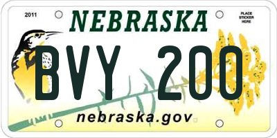 NE license plate BVY200