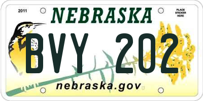 NE license plate BVY202