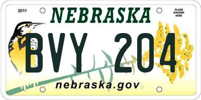 NE license plate BVY204