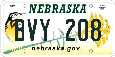 NE license plate BVY208