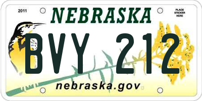 NE license plate BVY212