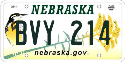 NE license plate BVY214