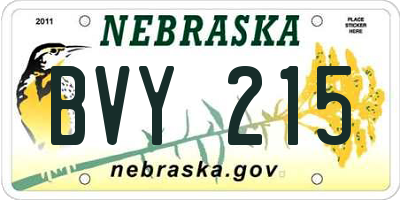 NE license plate BVY215