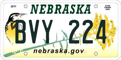 NE license plate BVY224