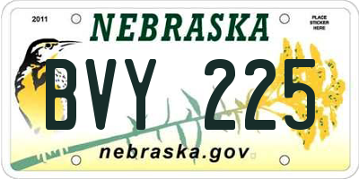 NE license plate BVY225