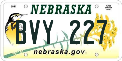 NE license plate BVY227