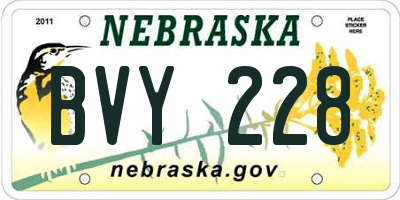 NE license plate BVY228