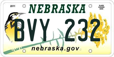 NE license plate BVY232