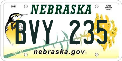 NE license plate BVY235