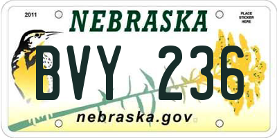 NE license plate BVY236