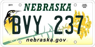 NE license plate BVY237