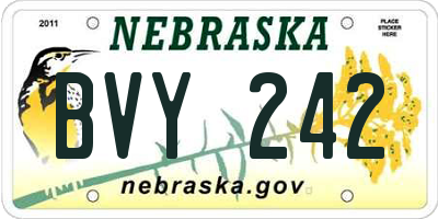 NE license plate BVY242