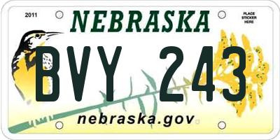 NE license plate BVY243