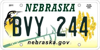 NE license plate BVY244