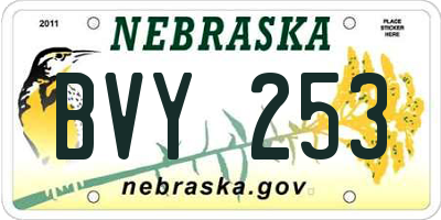 NE license plate BVY253