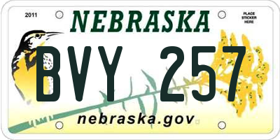 NE license plate BVY257