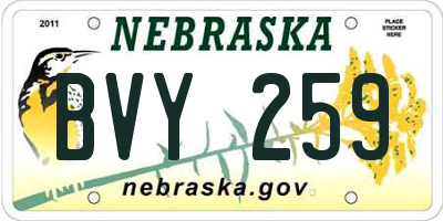 NE license plate BVY259