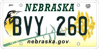 NE license plate BVY260