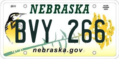 NE license plate BVY266