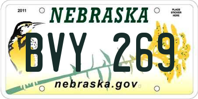 NE license plate BVY269