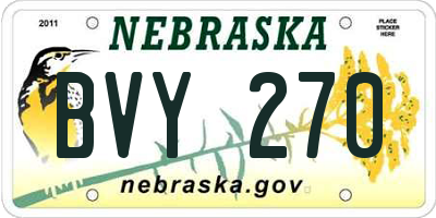 NE license plate BVY270